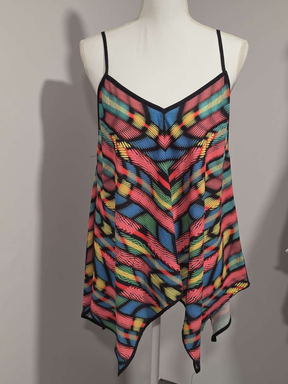 Jealous Tomato Multicolor Striped Handkerchief Hem Cami Tank Women's Size Large